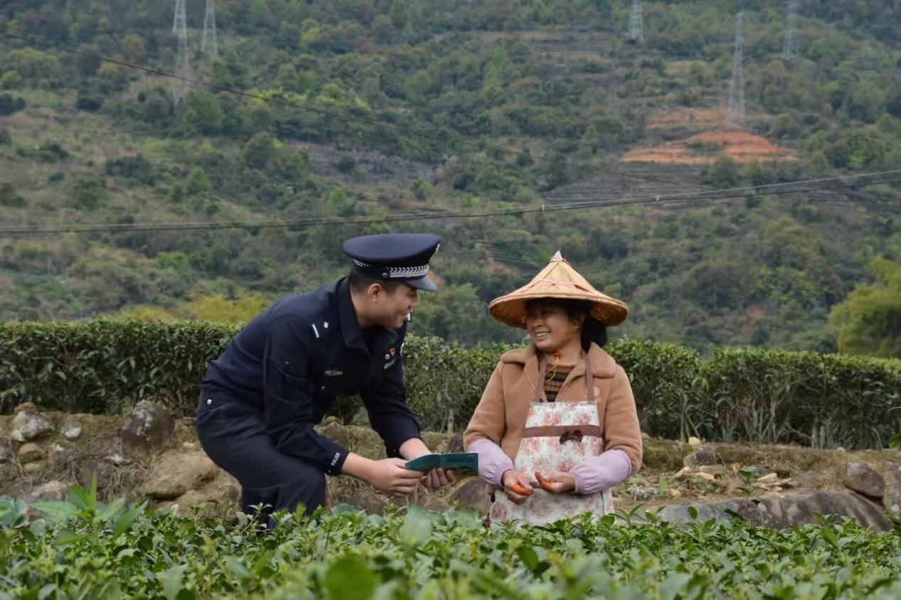 民警深入茶園向茶農(nóng)進(jìn)行反詐防騙宣傳。安溪縣公安局供圖